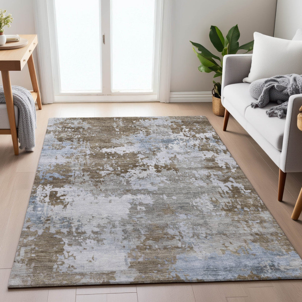 Addison Chantille ACN2142 Abstract Machine Made Transitional Chocolate Rug