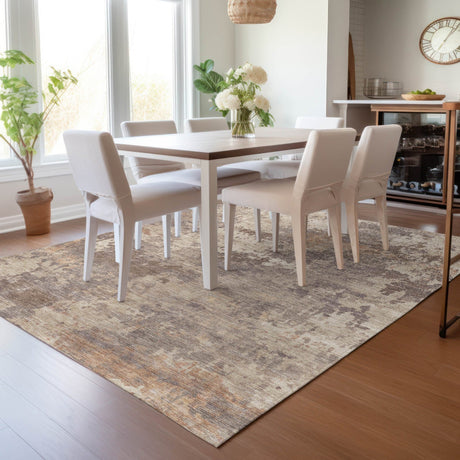 Addison Chantille ACN2143 Abstract Machine Made Transitional Brown Rug