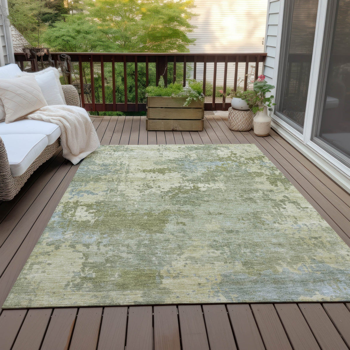 Addison Chantille ACN2143 Abstract Machine Made Transitional Green Rug
