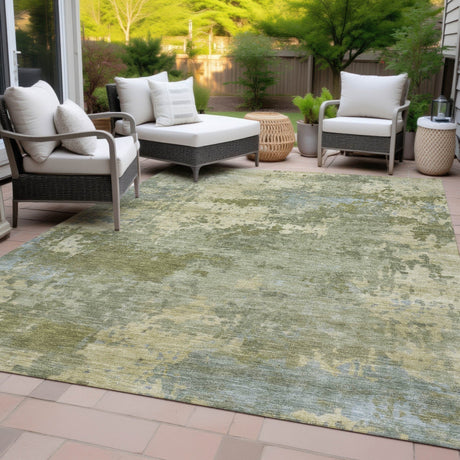 Addison Chantille ACN2143 Abstract Machine Made Transitional Green Rug