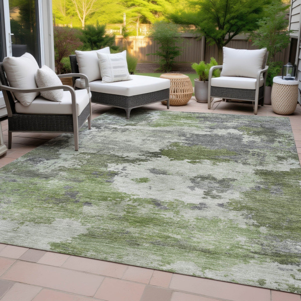 Addison Chantille ACN2144 Abstract Machine Made Transitional Olive Rug