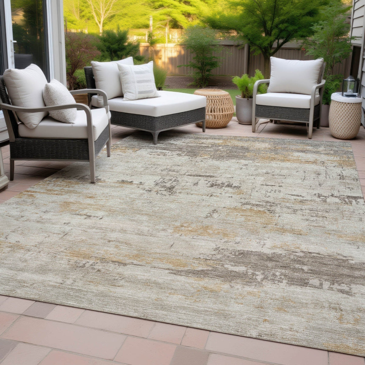 Addison Chantille ACN2145 Abstract Machine Made Transitional Putty Rug