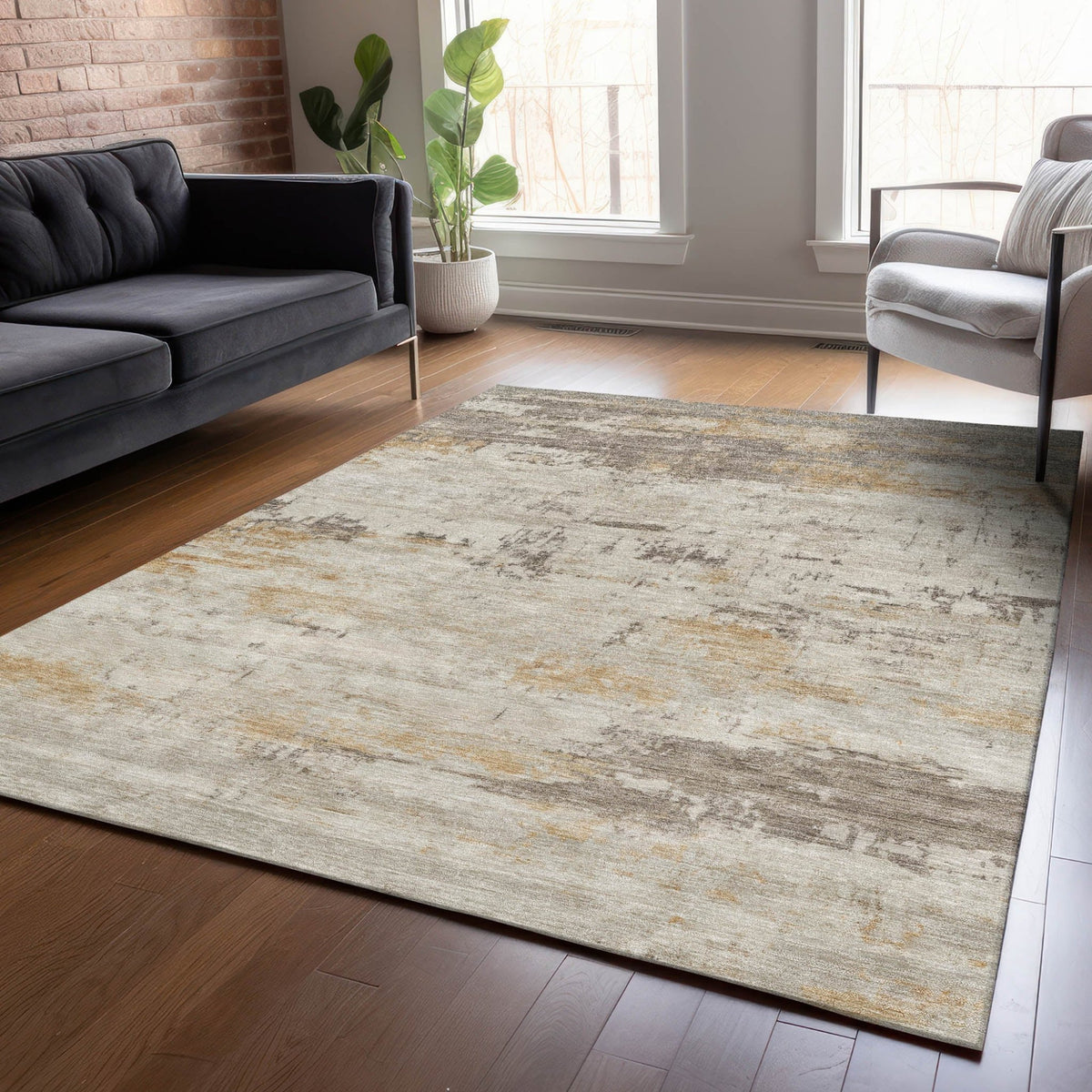 Addison Chantille ACN2145 Abstract Machine Made Transitional Putty Rug