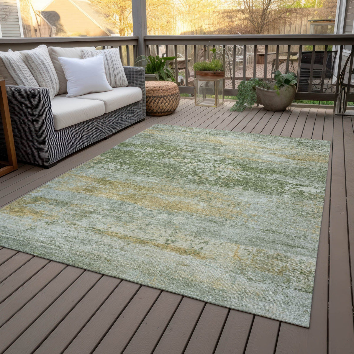 Addison Chantille ACN2146 Abstract Machine Made Transitional Aloe Rug