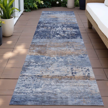 Addison Chantille ACN2146 Abstract Machine Made Transitional Blue Rug