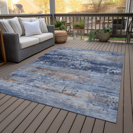Addison Chantille ACN2146 Abstract Machine Made Transitional Blue Rug