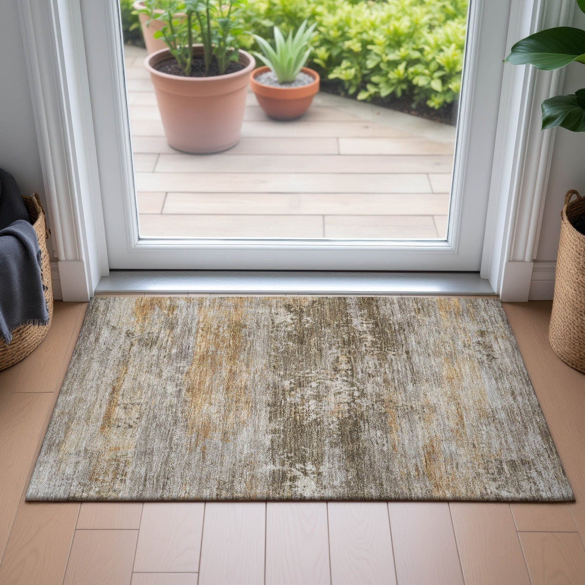 Addison Chantille ACN2146 Abstract Machine Made Transitional Brown Rug