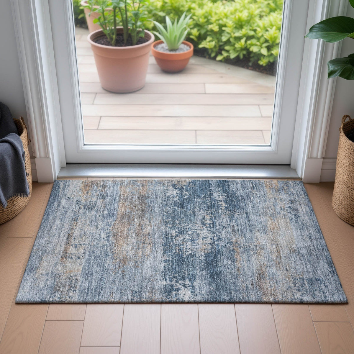 Addison Chantille ACN2146 Abstract Machine Made Transitional Denim Rug
