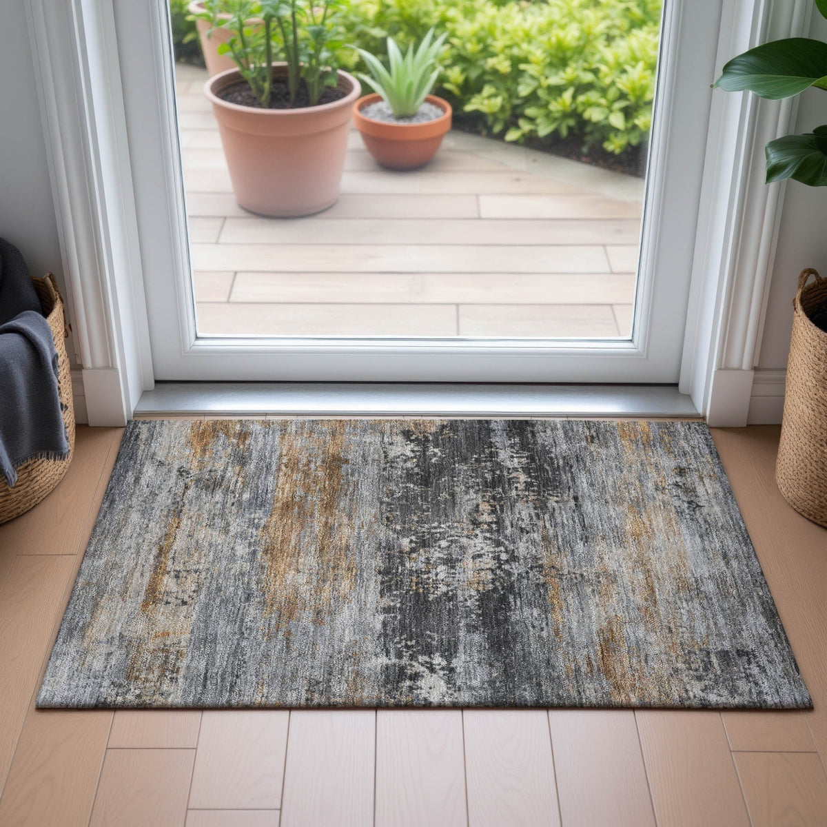 Addison Chantille ACN2146 Abstract Machine Made Transitional Gray Rug