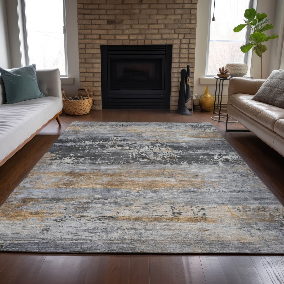 Addison Chantille ACN2146 Abstract Machine Made Transitional Gray Rug