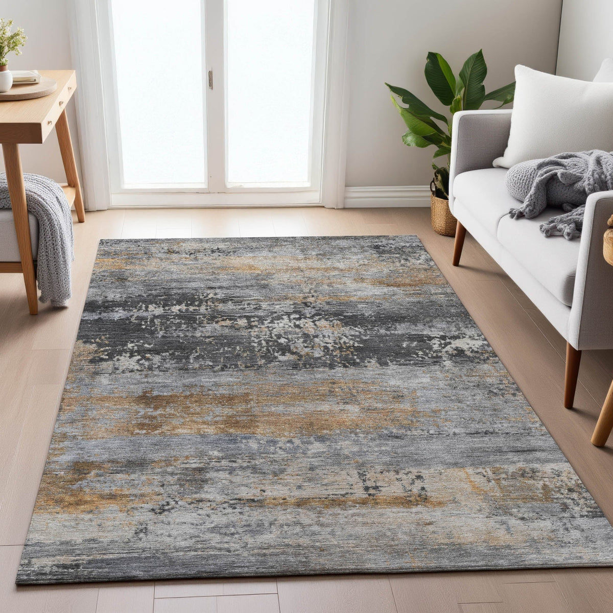 Addison Chantille ACN2146 Abstract Machine Made Transitional Gray Rug