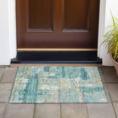 Addison Chantille ACN2147 Abstract Machine Made Transitional Teal Rug
