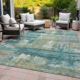 Addison Chantille ACN2147 Abstract Machine Made Transitional Teal Rug