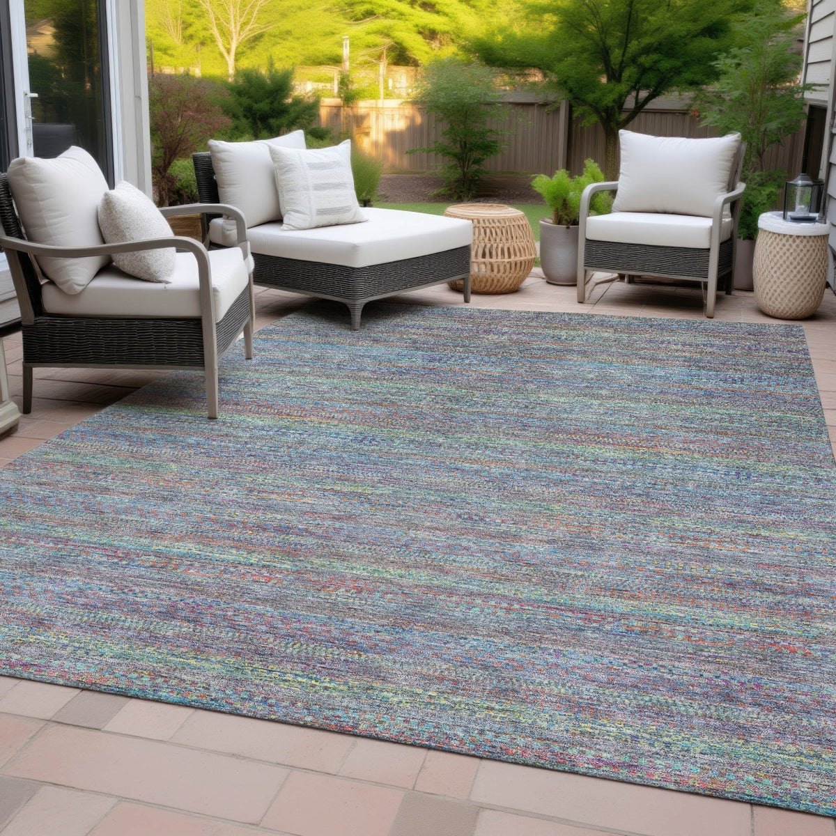Addison Chantille ACN2148 Stripes Machine Made Transitional Blue Rug