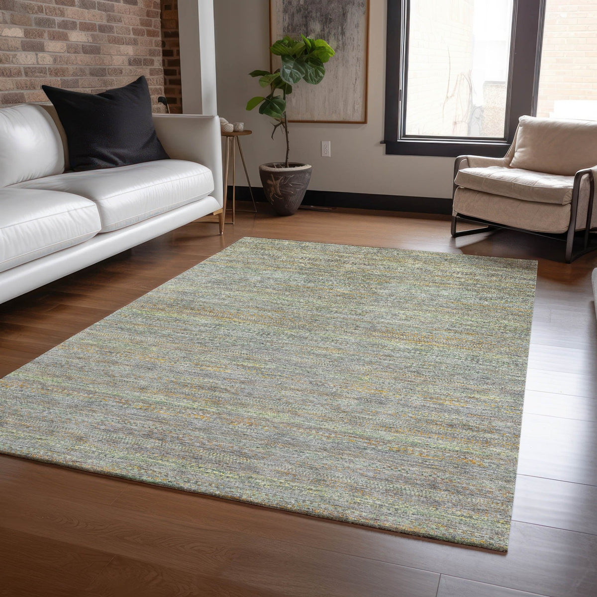 Addison Chantille ACN2148 Stripes Machine Made Transitional Gray Rug