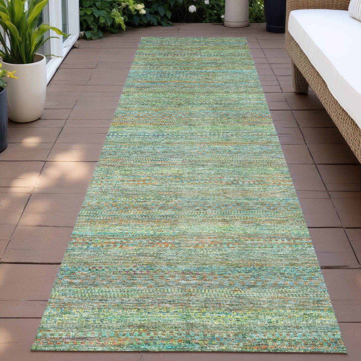 Addison Chantille ACN2148 Stripes Machine Made Transitional Green Rug