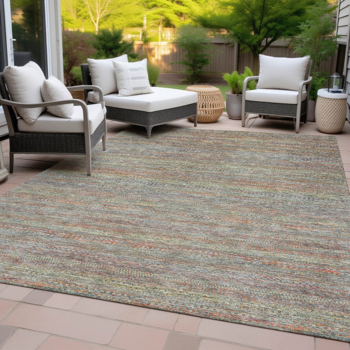 Addison Chantille ACN2148 Stripes Machine Made Transitional Sage Rug