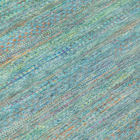 Addison Chantille ACN2148 Stripes Machine Made Transitional Teal Rug