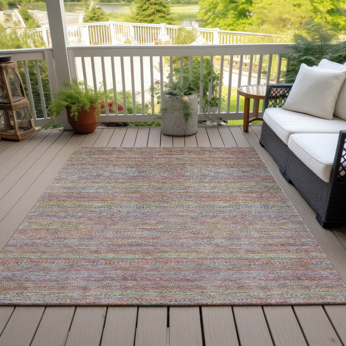 Addison Chantille ACN2148 Stripes Machine Made Transitional Terracotta Rug