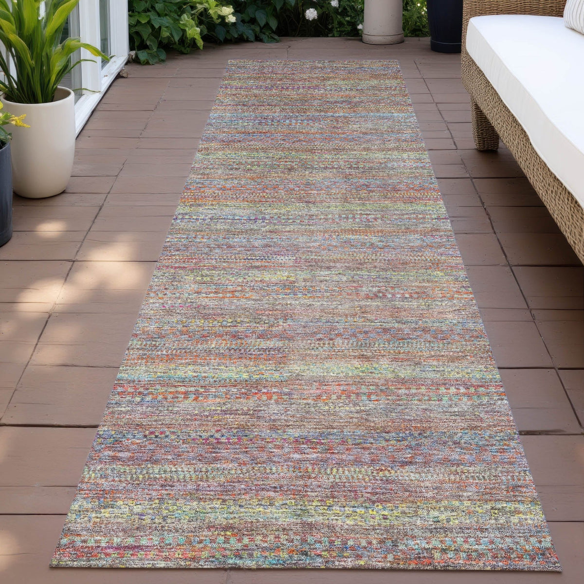 Addison Chantille ACN2148 Stripes Machine Made Transitional Terracotta Rug