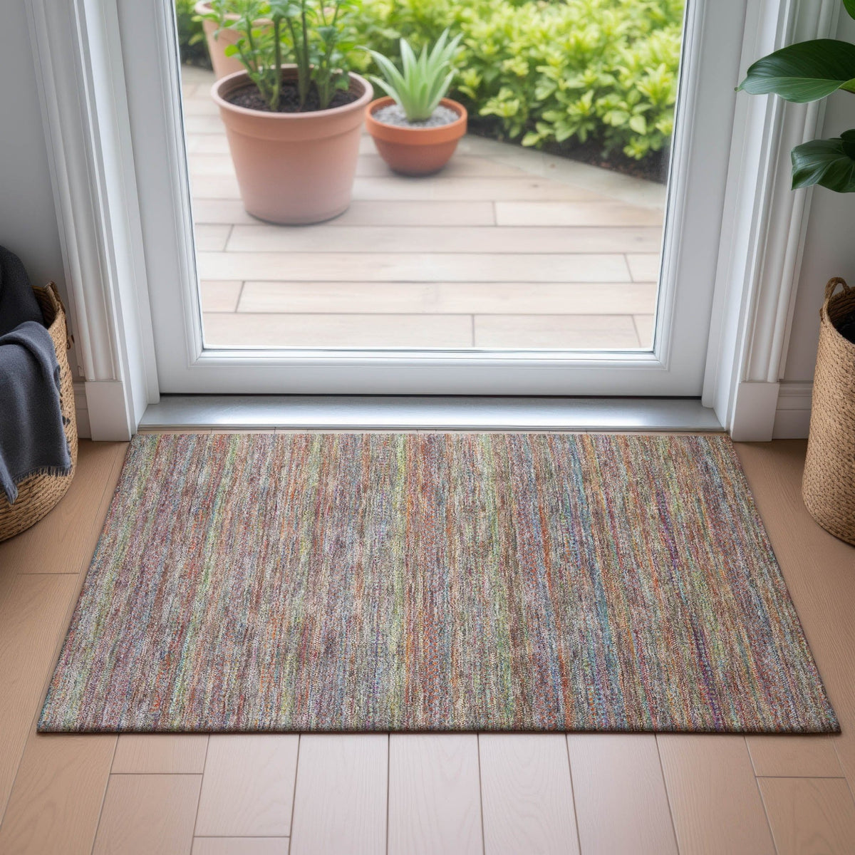 Addison Chantille ACN2148 Stripes Machine Made Transitional Terracotta Rug