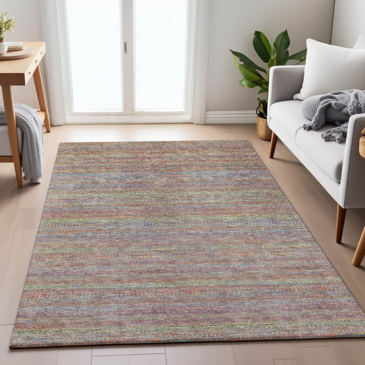Addison Chantille ACN2148 Stripes Machine Made Transitional Terracotta Rug