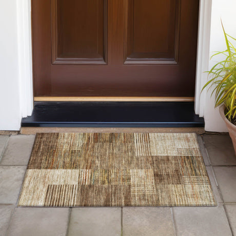 Addison Chantille ACN2149 Geometric Machine Made Transitional Brown Rug