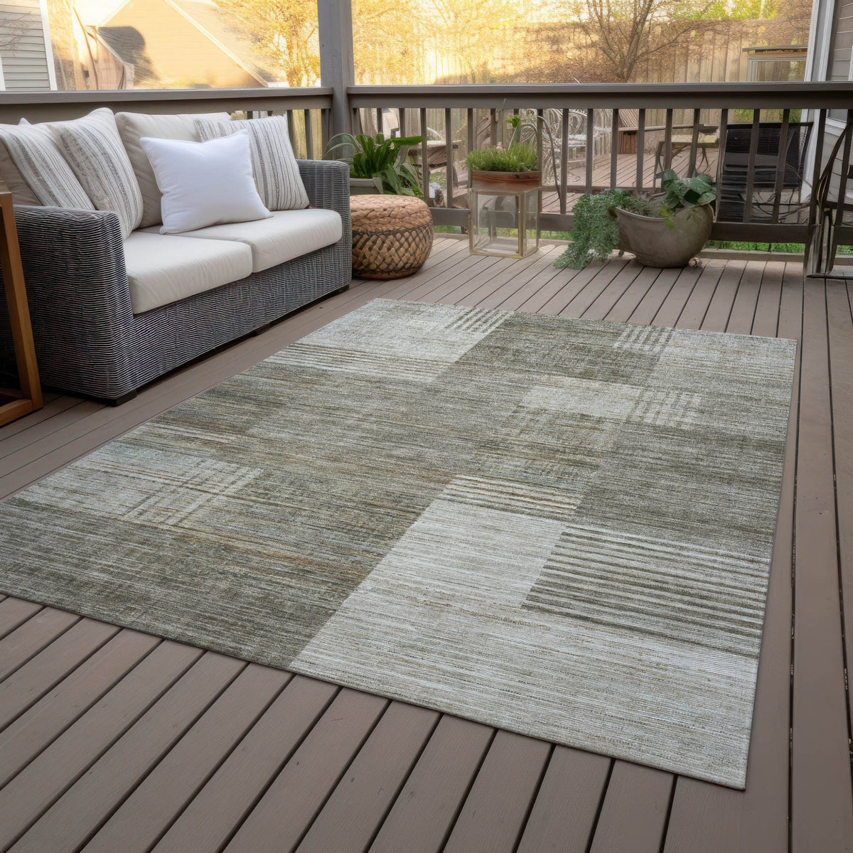 Addison Chantille ACN2149 Geometric Machine Made Transitional Pewter Rug