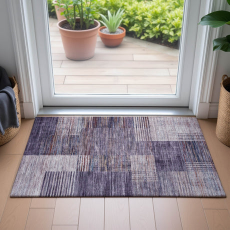 Addison Chantille ACN2149 Geometric Machine Made Transitional Plum Rug