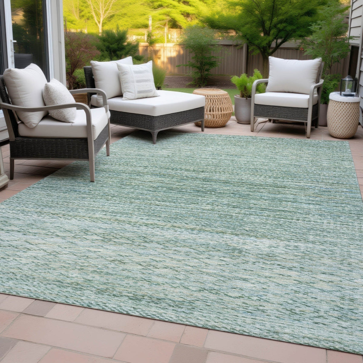 Addison Chantille ACN2150 Stripes Machine Made Transitional Aqua Rug