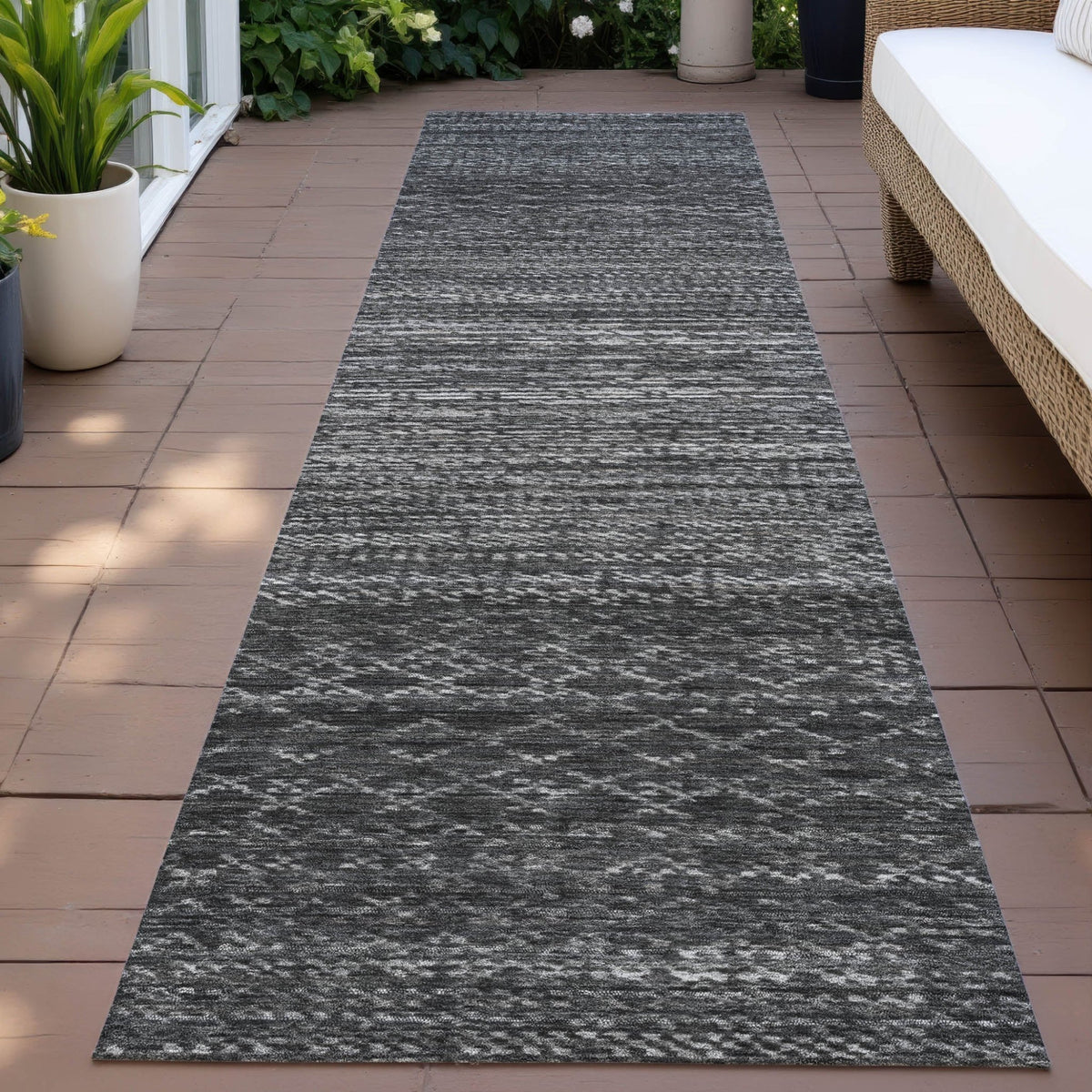 Addison Chantille ACN2150 Stripes Machine Made Transitional Charcoal Rug