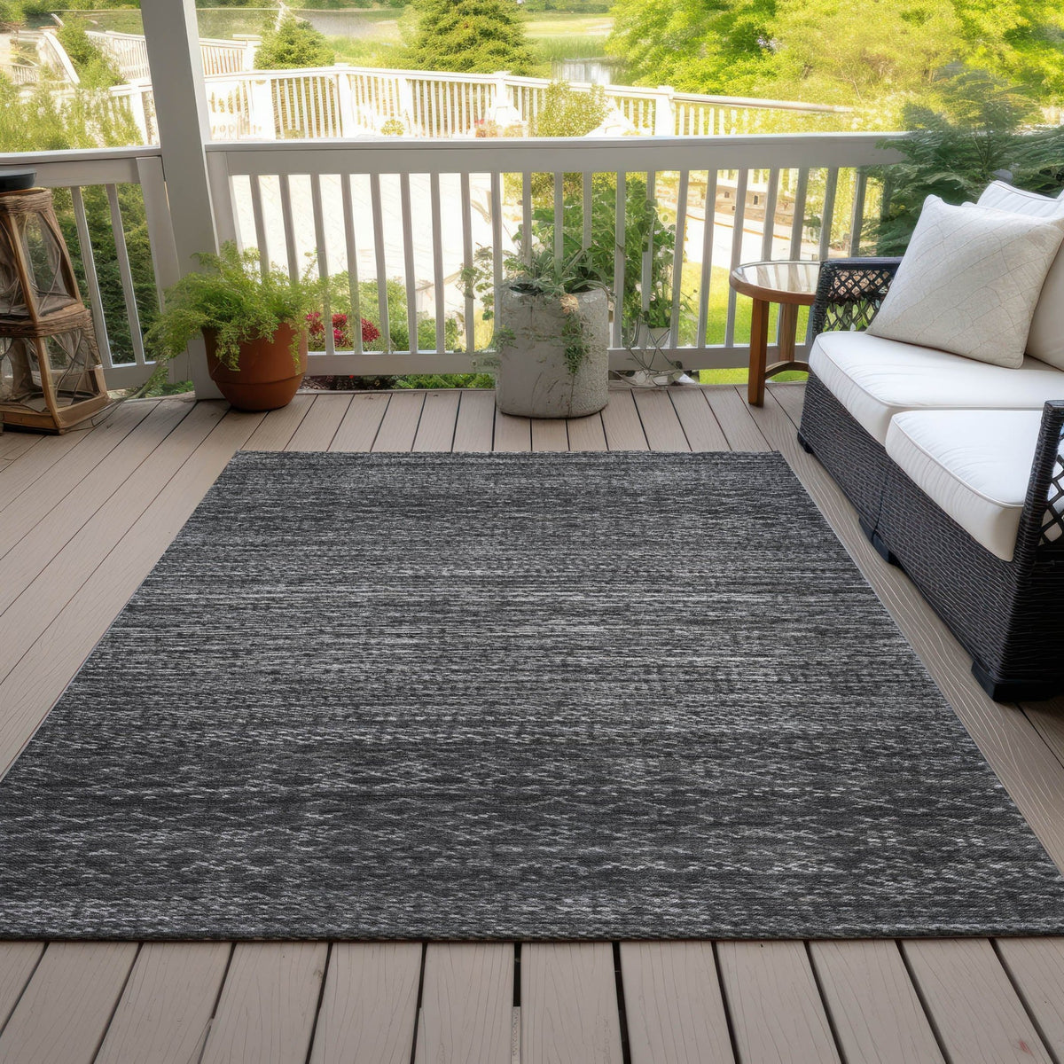 Addison Chantille ACN2150 Stripes Machine Made Transitional Charcoal Rug