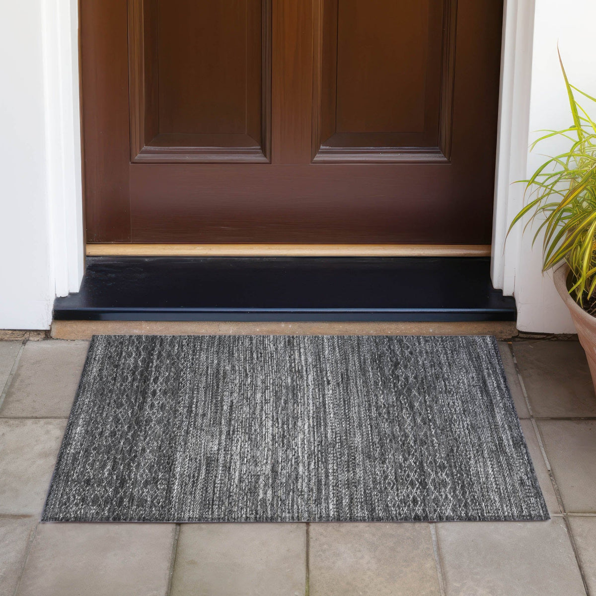 Addison Chantille ACN2150 Stripes Machine Made Transitional Charcoal Rug
