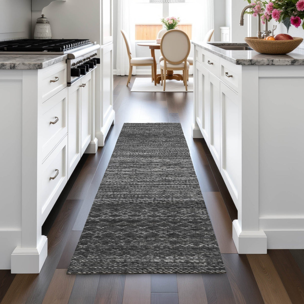 Addison Chantille ACN2150 Stripes Machine Made Transitional Charcoal Rug
