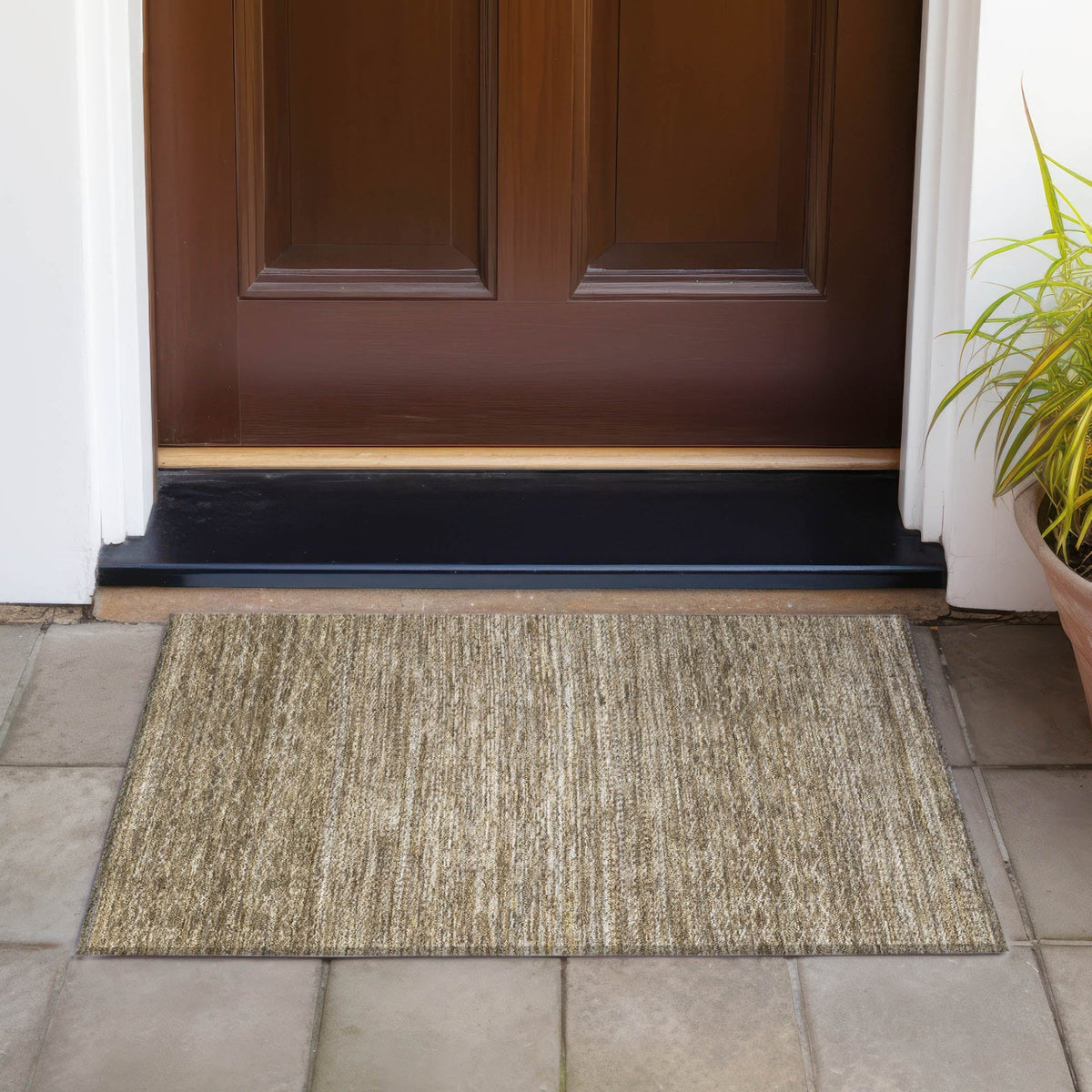 Addison Chantille ACN2150 Stripes Machine Made Transitional Chocolate Rug