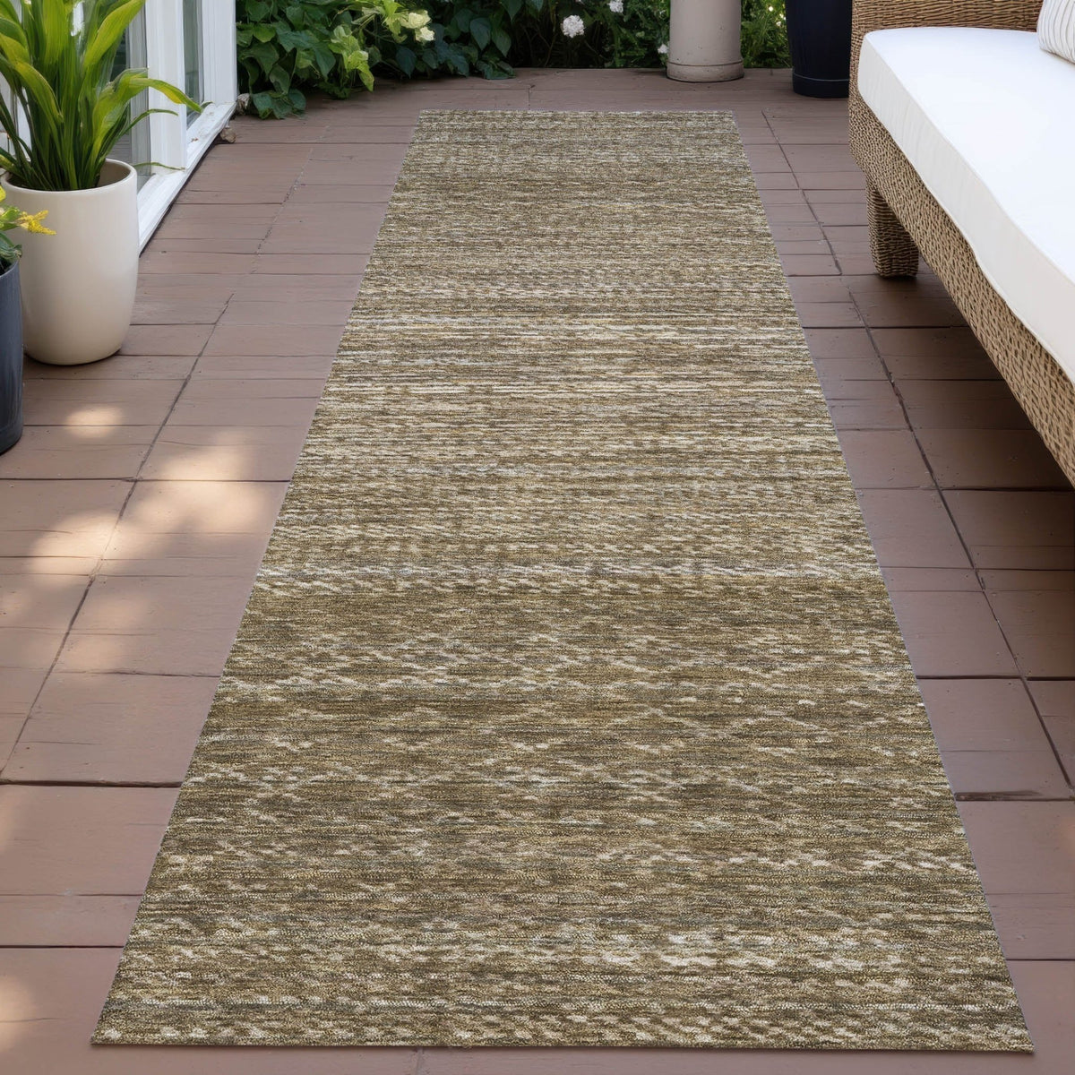 Addison Chantille ACN2150 Stripes Machine Made Transitional Chocolate Rug