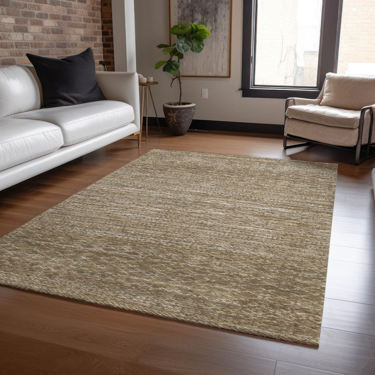 Addison Chantille ACN2150 Stripes Machine Made Transitional Chocolate Rug