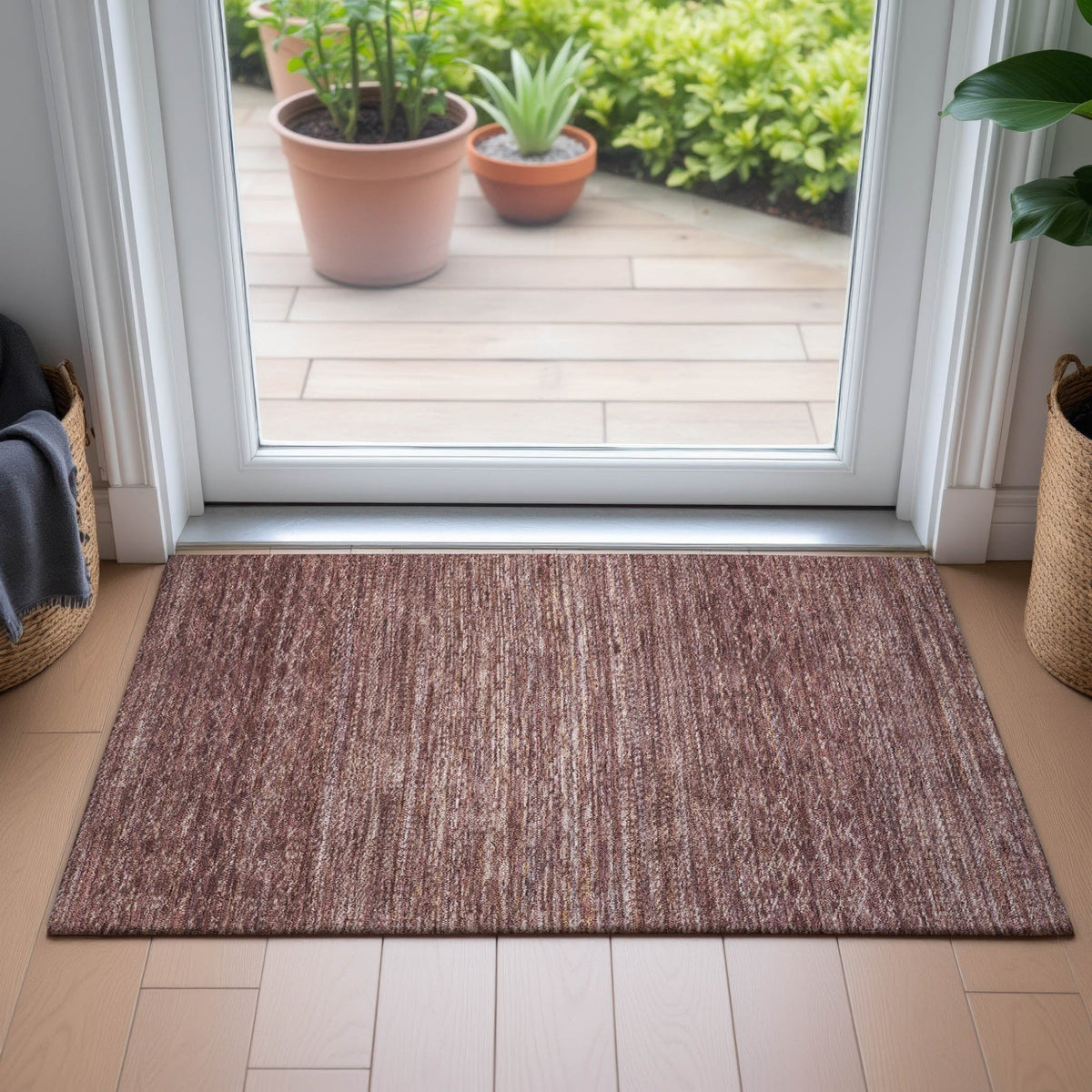 Addison Chantille ACN2150 Stripes Machine Made Transitional Merlot Rug