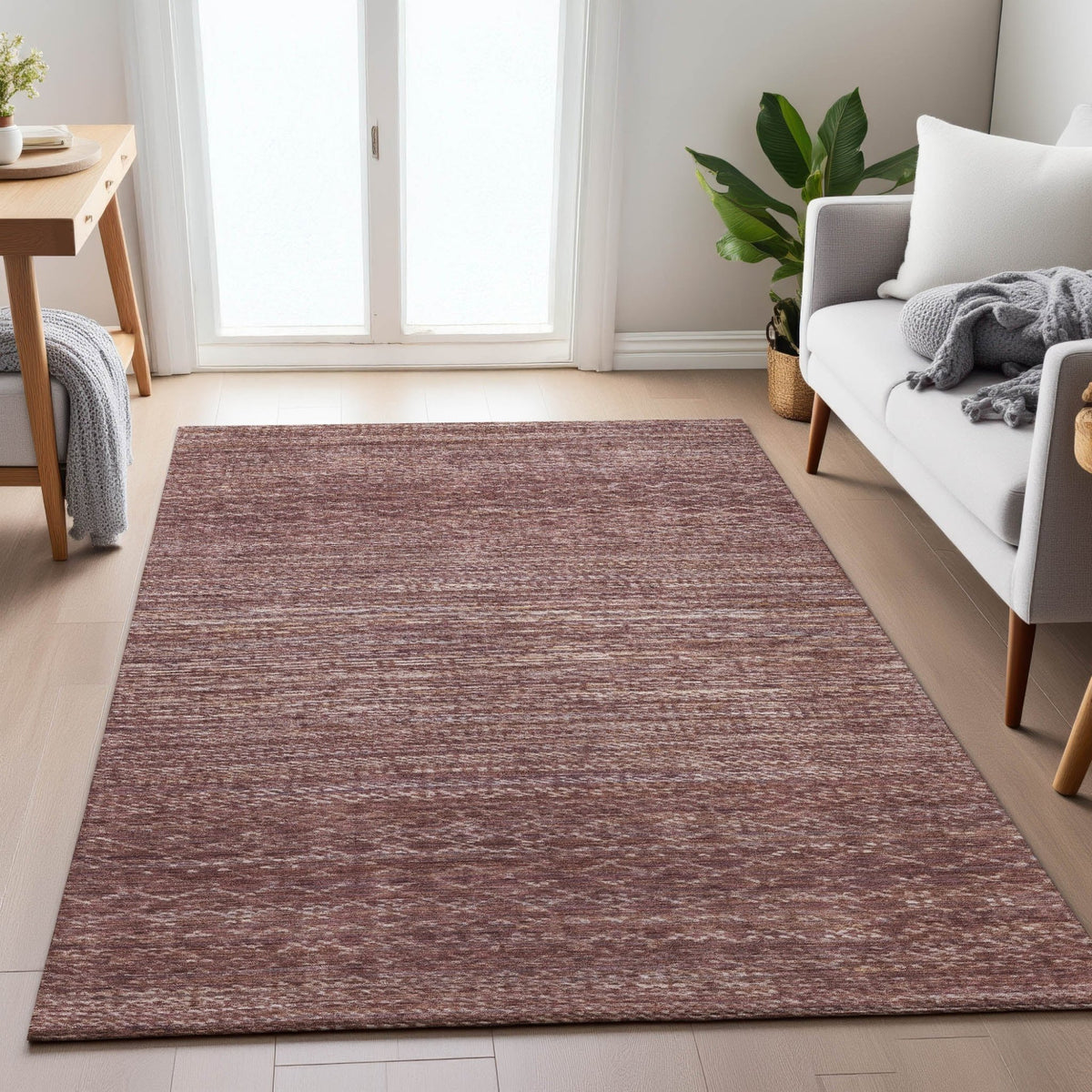 Addison Chantille ACN2150 Stripes Machine Made Transitional Merlot Rug