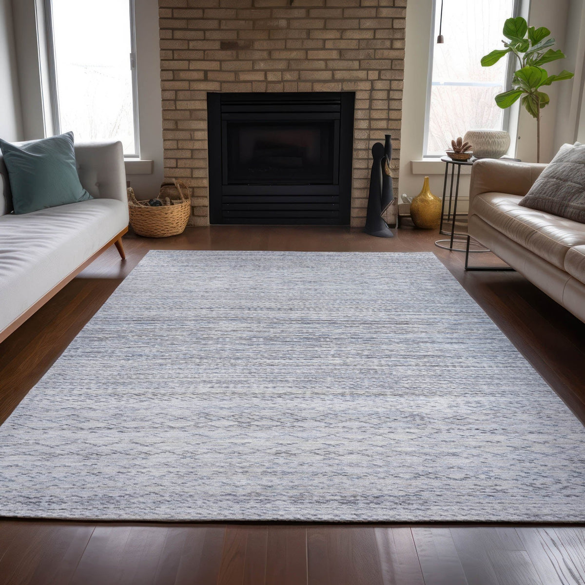 Addison Chantille ACN2150 Stripes Machine Made Transitional Sky Rug