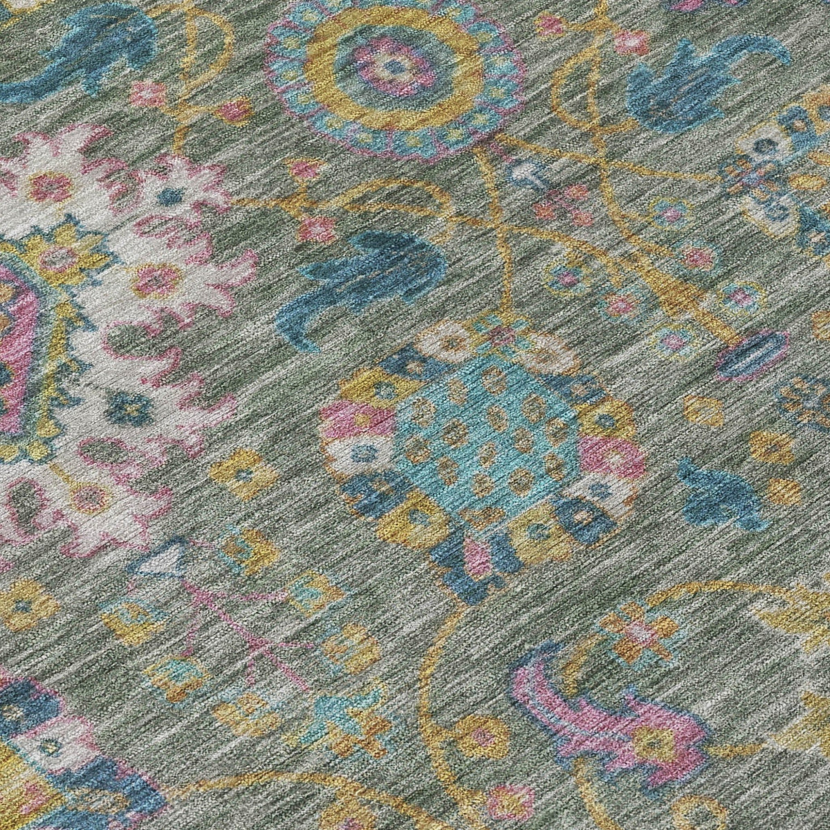 Addison Chantille ACN2151 Medallions Machine Made Traditional Aloe Rug