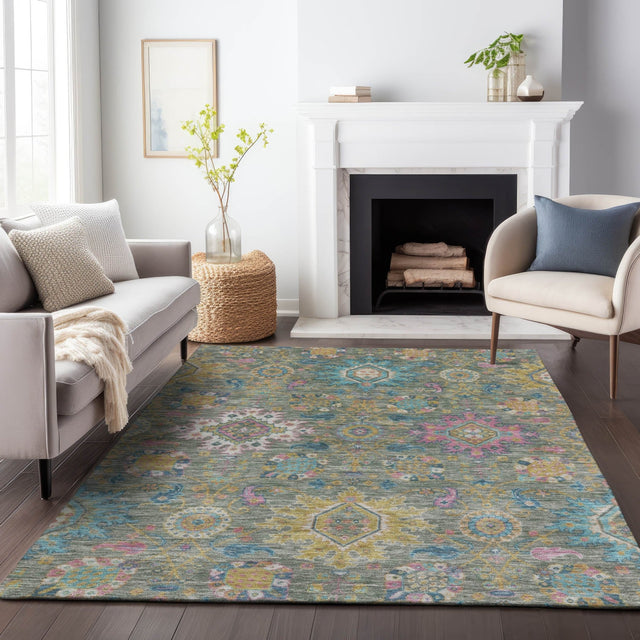 Addison Chantille ACN2151 Medallions Machine Made Traditional Aloe Rug
