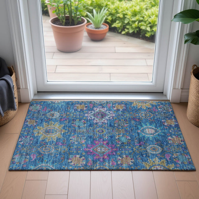 Addison Chantille ACN2151 Medallions Machine Made Traditional Blue Rug
