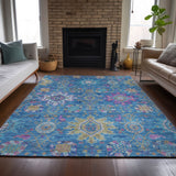 Addison Chantille ACN2151 Medallions Machine Made Traditional Blue Rug