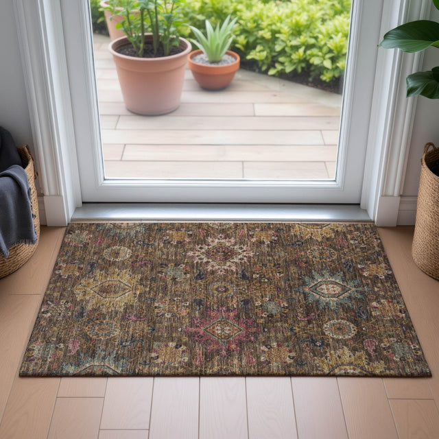 Addison Chantille ACN2151 Medallions Machine Made Traditional Chocolate Rug