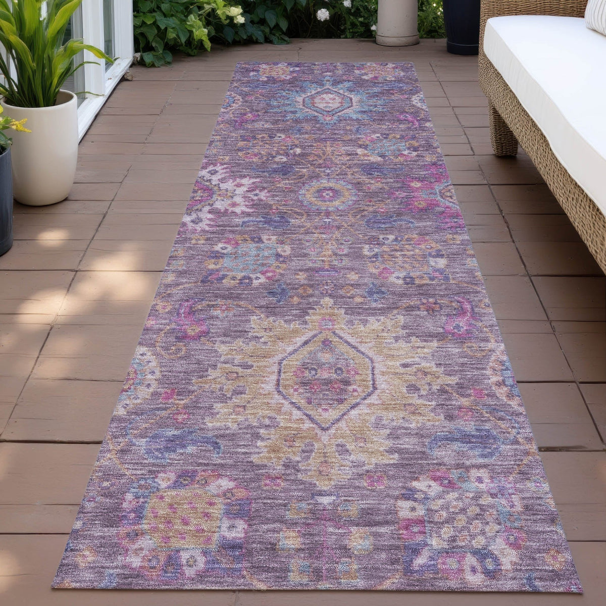 Addison Chantille ACN2151 Medallions Machine Made Traditional Eggplant Rug