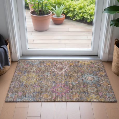Addison Chantille ACN2151 Medallions Machine Made Traditional Mocha Rug