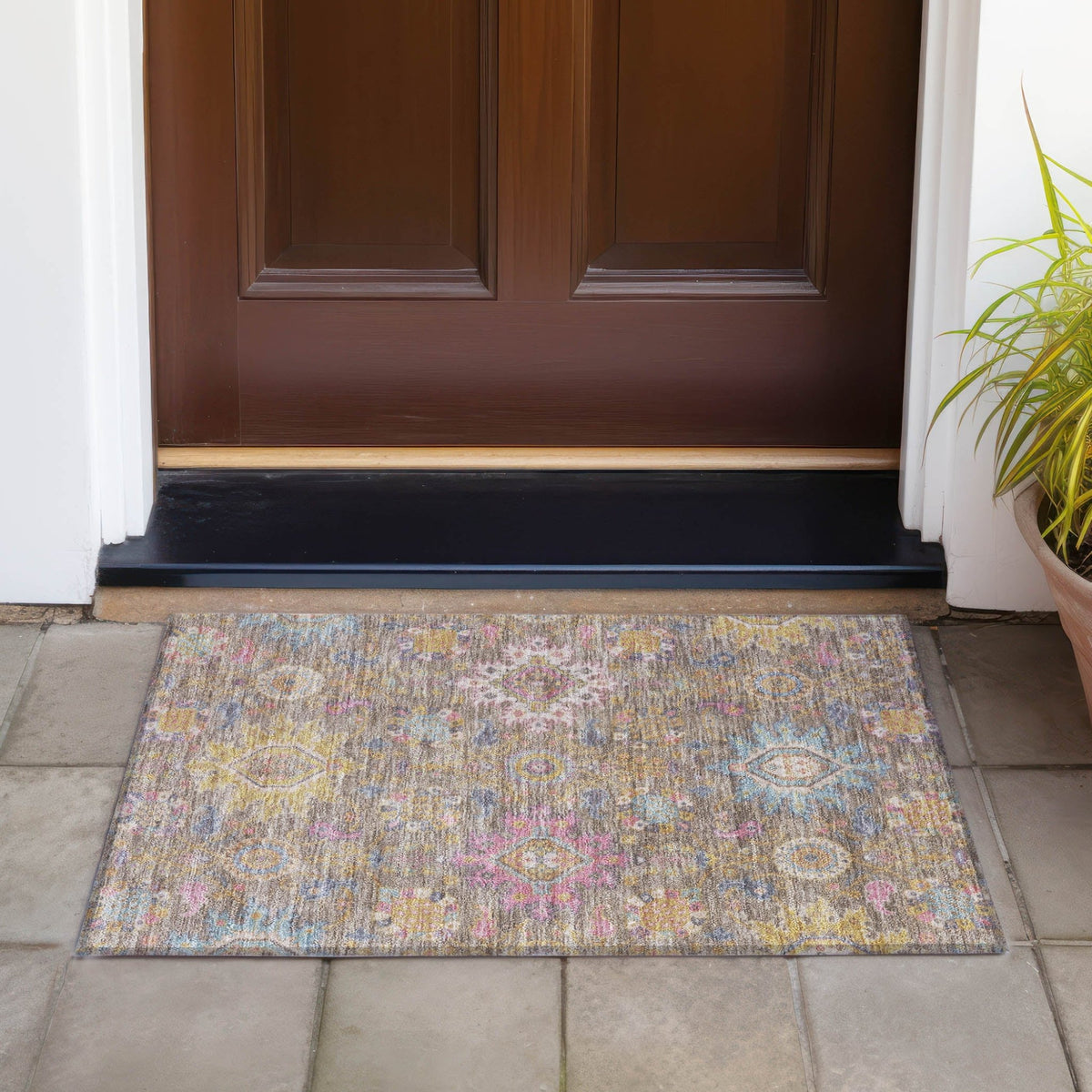 Addison Chantille ACN2151 Medallions Machine Made Traditional Mocha Rug