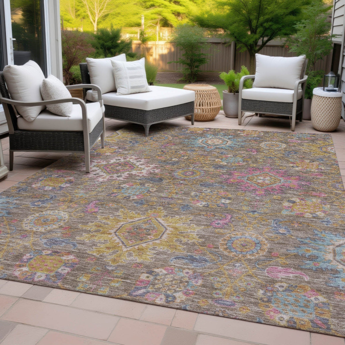 Addison Chantille ACN2151 Medallions Machine Made Traditional Mocha Rug