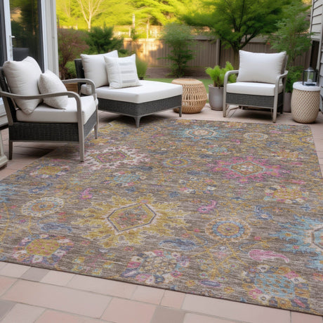 Addison Chantille ACN2151 Medallions Machine Made Traditional Mocha Rug